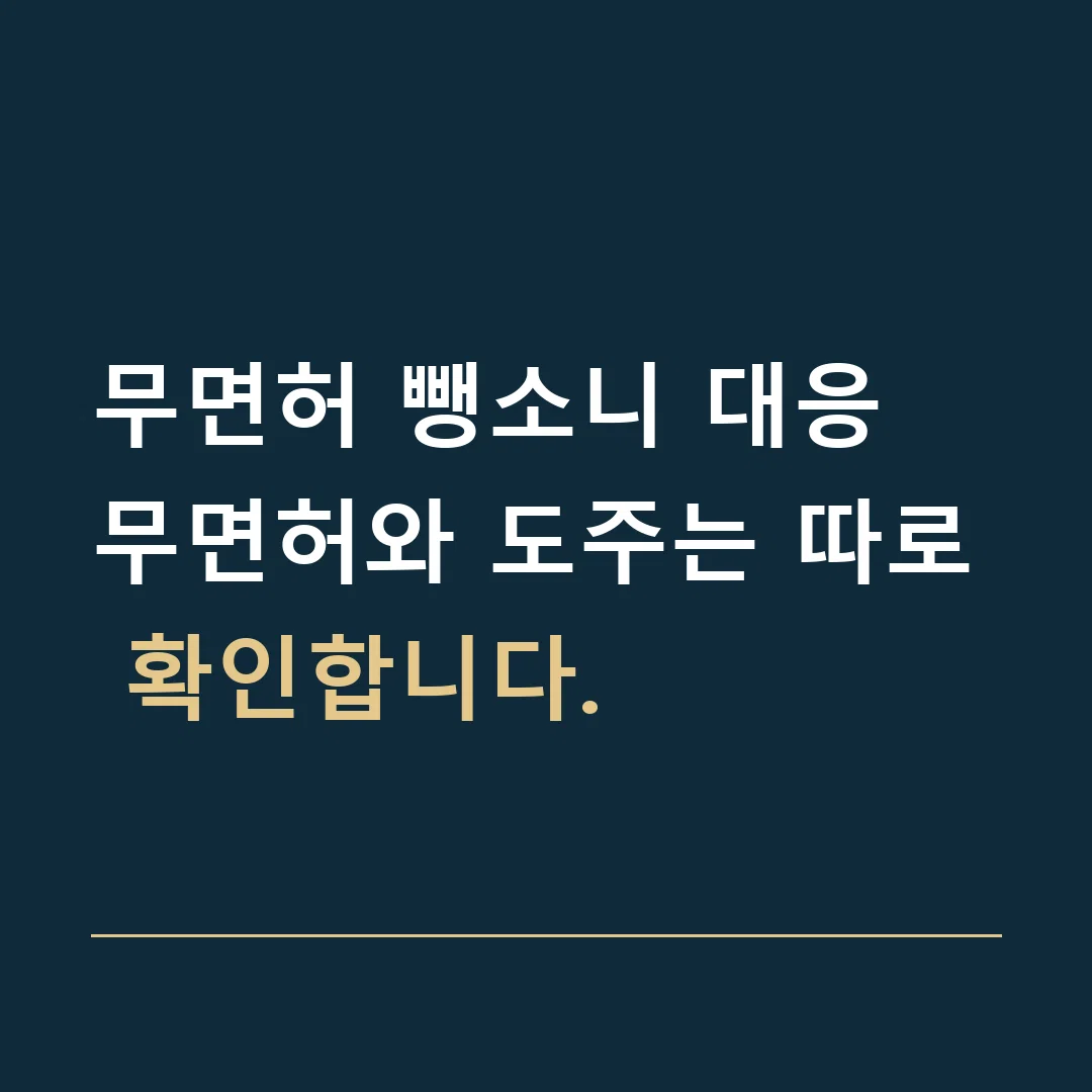 무면허 뺑소니 대응 · 무면허와 도주는 따로 확인합니다.