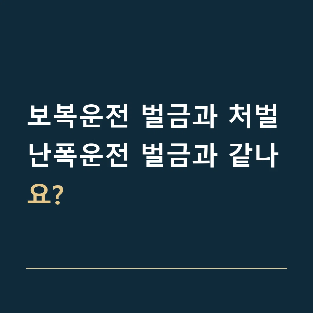 보복운전 벌금과 처벌 · 난폭운전 벌금과 같나요?