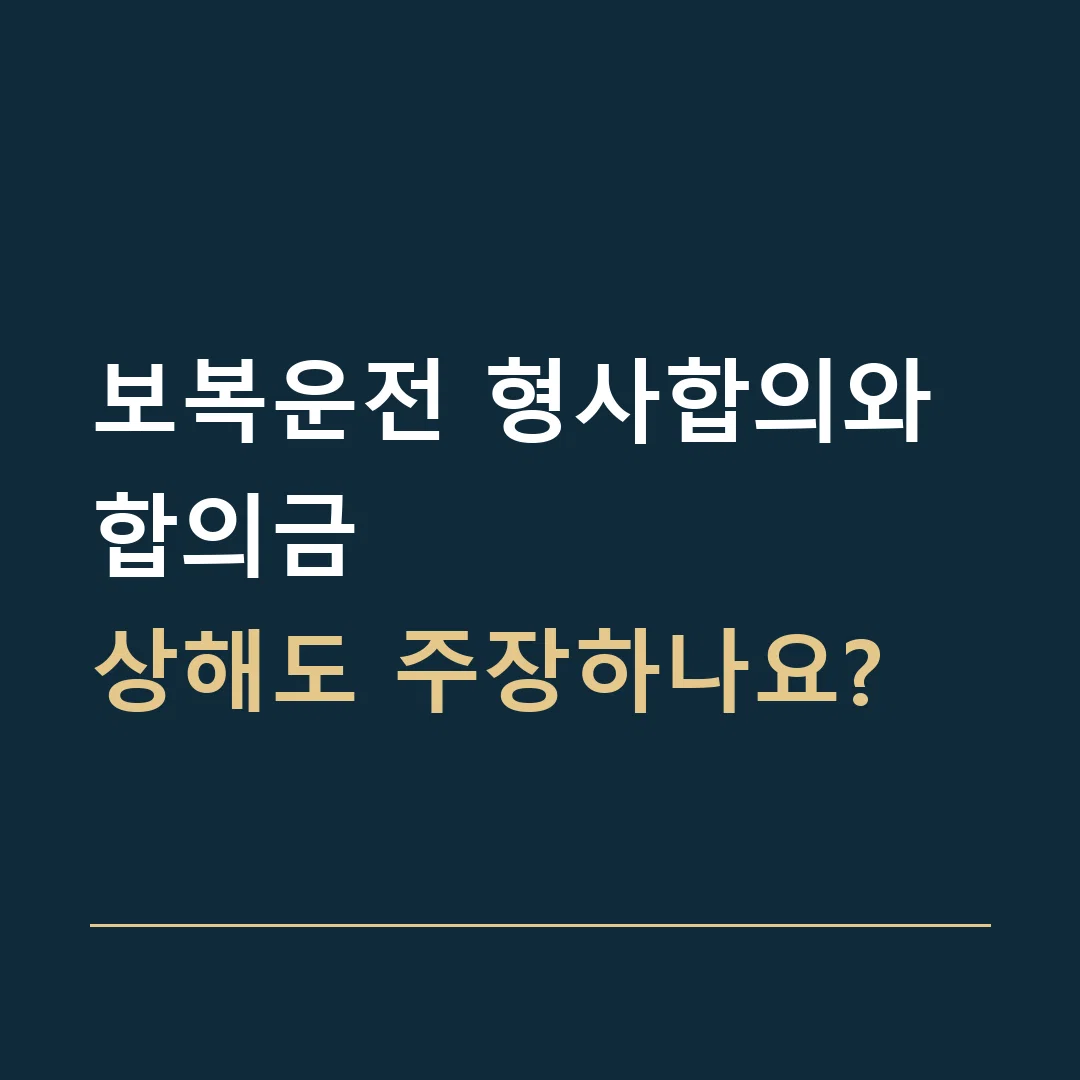 보복운전 형사합의와 합의금 · 상해도 주장하나요?