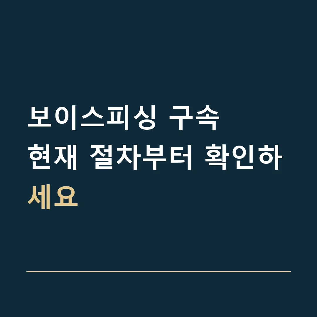 보이스피싱 구속 · 현재 절차부터 확인하세요