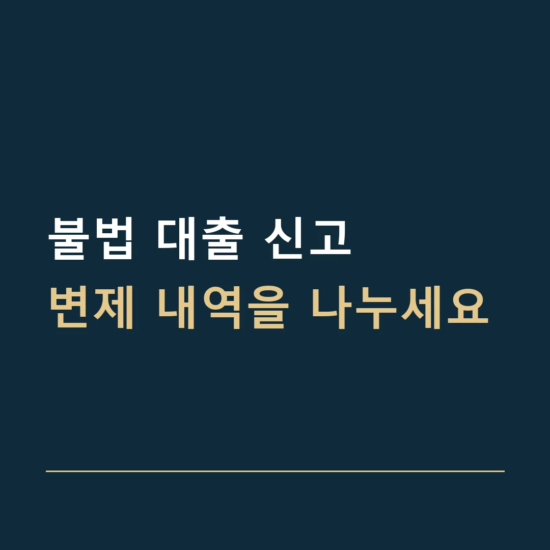 불법 대출 신고 · 변제 내역을 나누세요