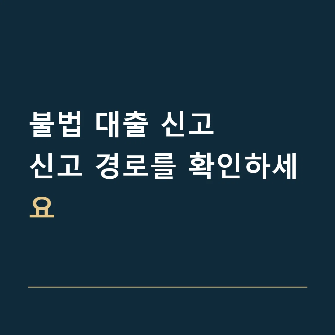 불법 대출 신고 · 신고 경로를 확인하세요