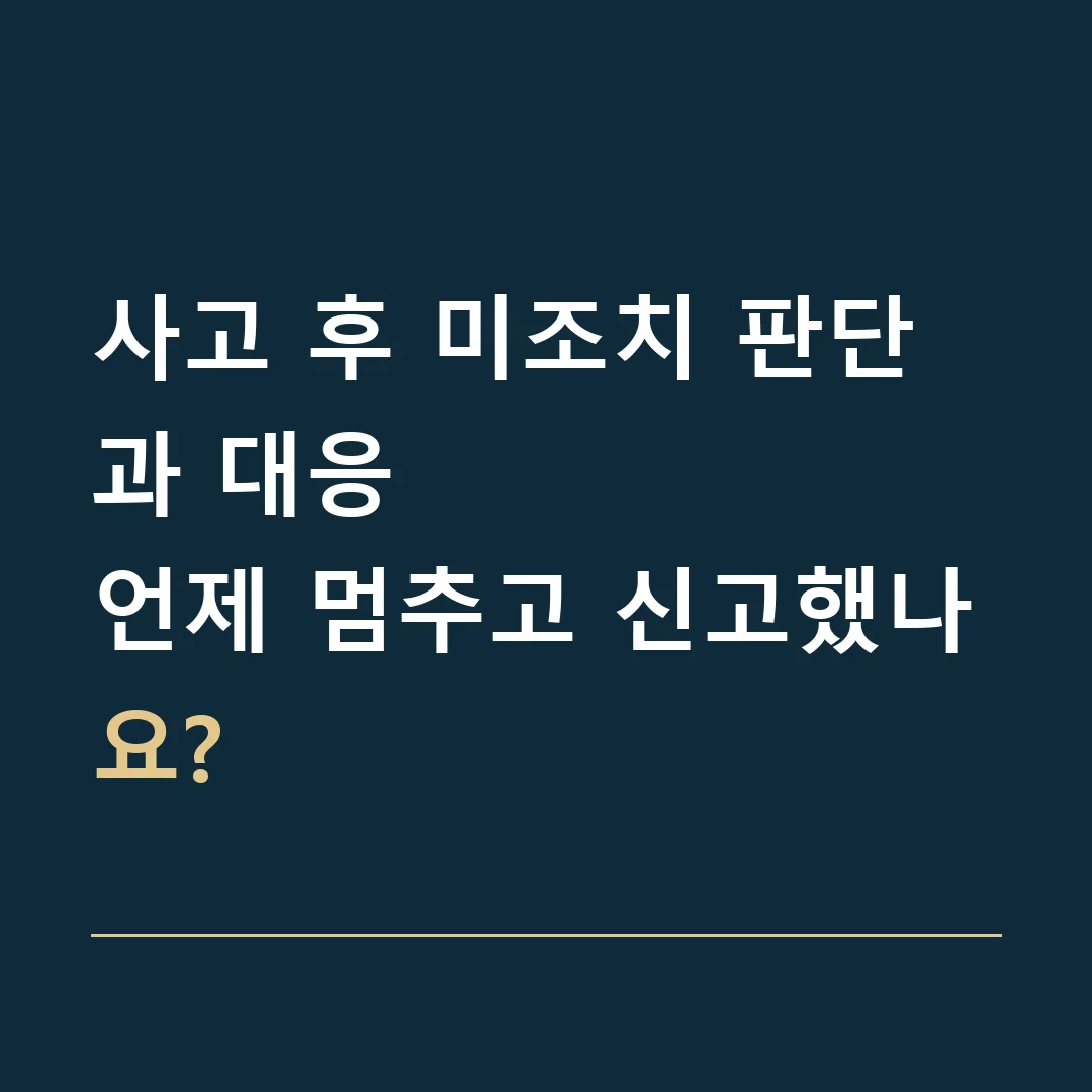 사고 후 미조치 판단과 대응 · 언제 멈추고 신고했나요?