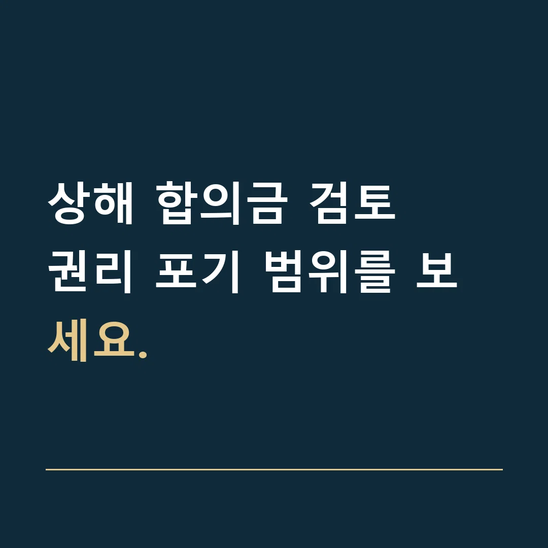 상해 합의금 검토 · 권리 포기 범위를 보세요.
