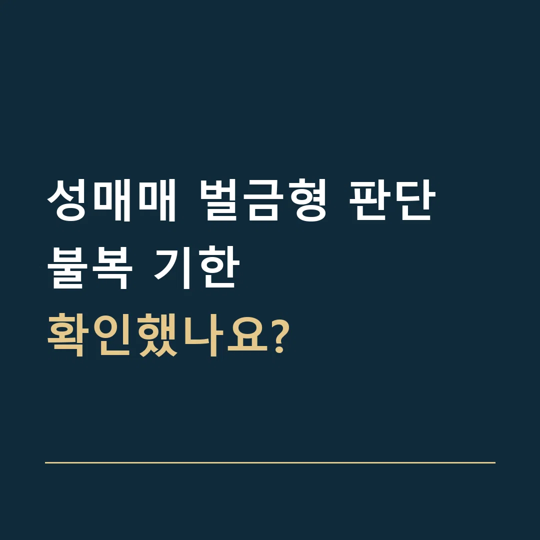 성매매 벌금형 판단 · 불복 기한
확인했나요?