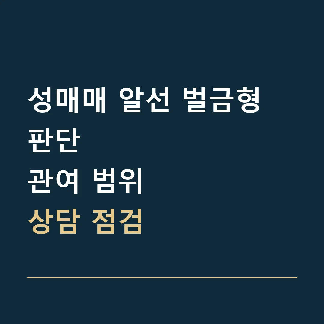성매매 알선 벌금형 판단 · 관여 범위
상담 점검