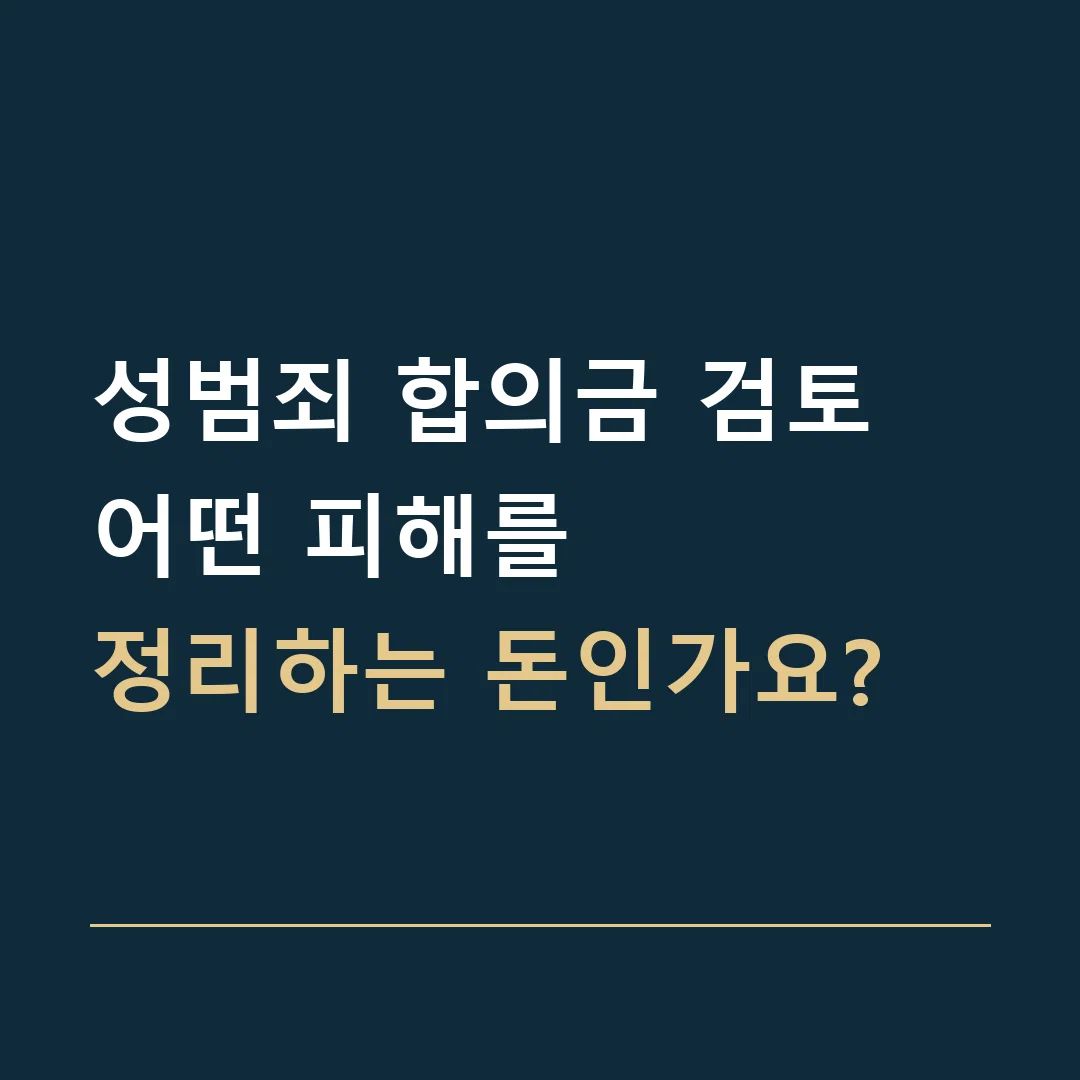 성범죄 합의금 검토 · 어떤 피해를
정리하는 돈인가요?