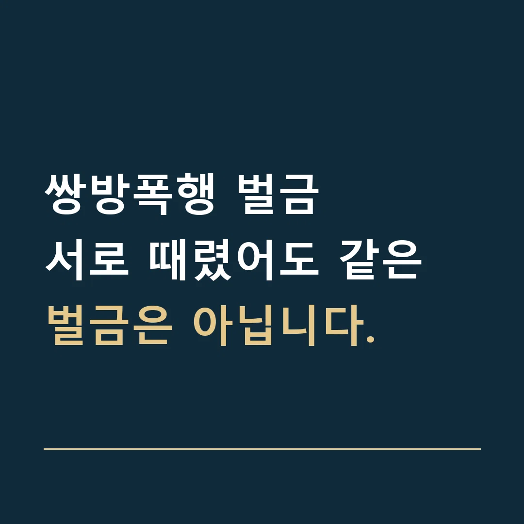 쌍방폭행 벌금 · 서로 때렸어도 같은 벌금은 아닙니다.