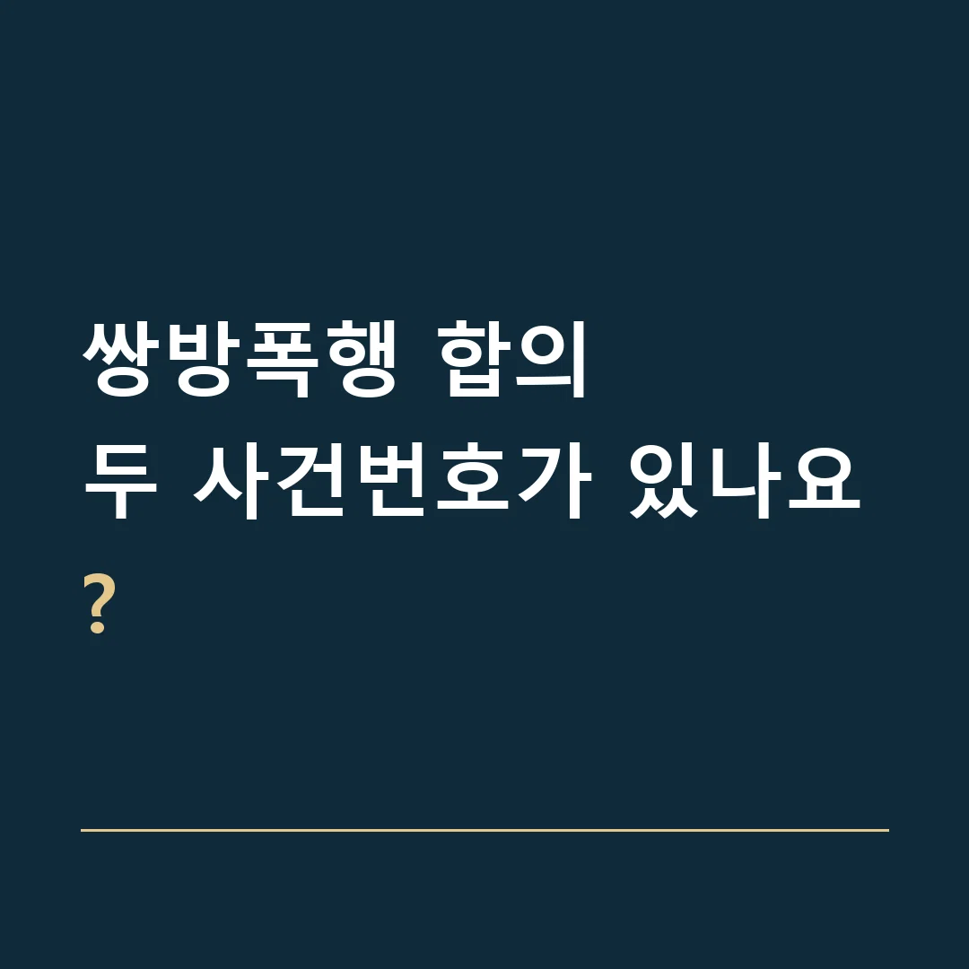 쌍방폭행 합의 · 두 사건번호가 있나요?