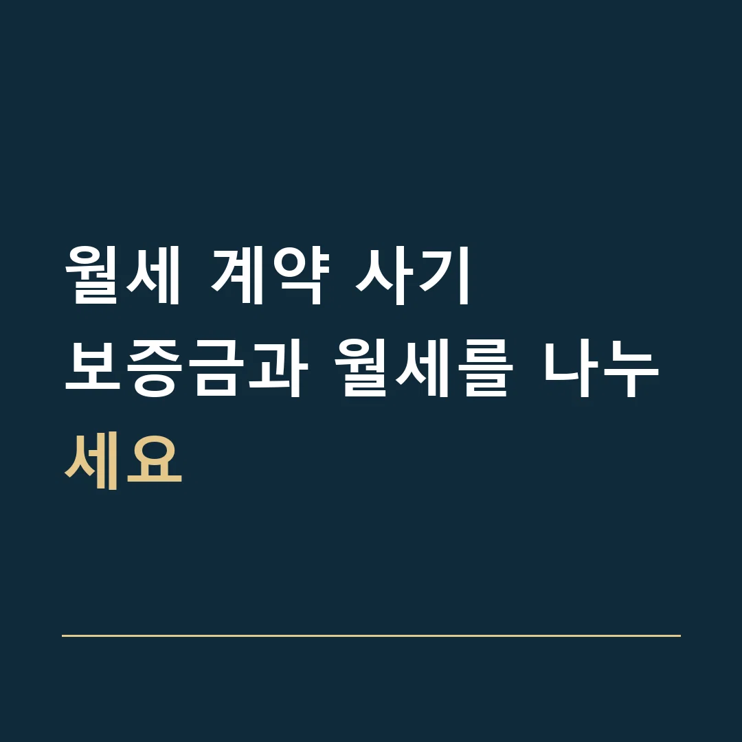 월세 계약 사기 · 보증금과 월세를 나누세요