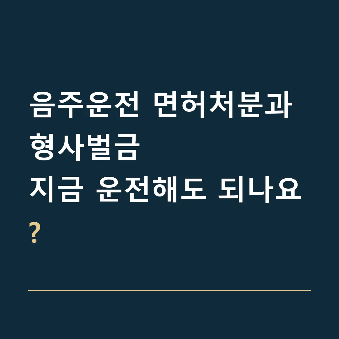 음주운전 면허처분과 형사벌금 · 지금 운전해도 되나요?