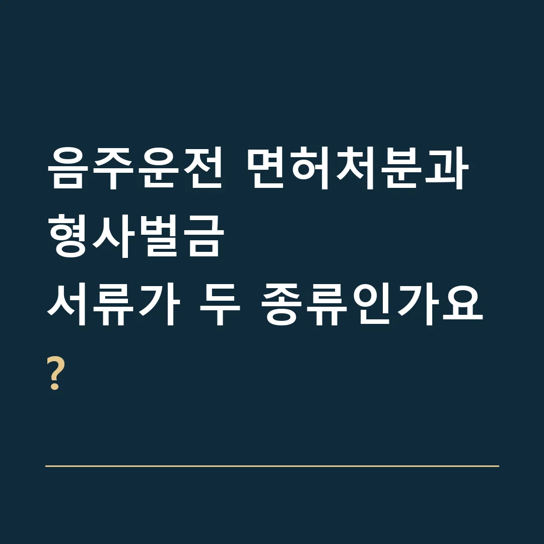 음주운전 면허처분과 형사벌금 · 서류가 두 종류인가요?