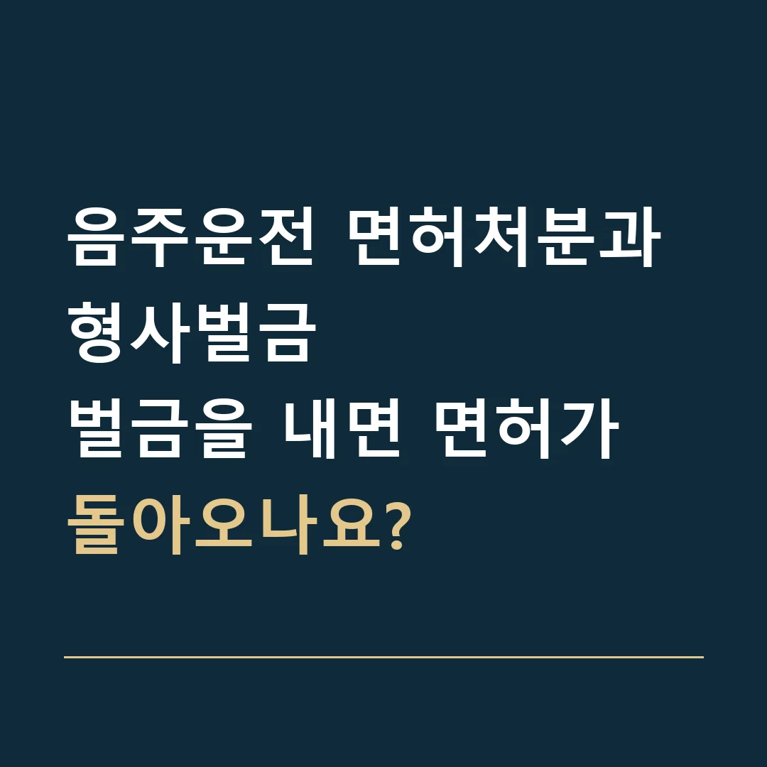 음주운전 면허처분과 형사벌금 · 벌금을 내면 면허가 돌아오나요?