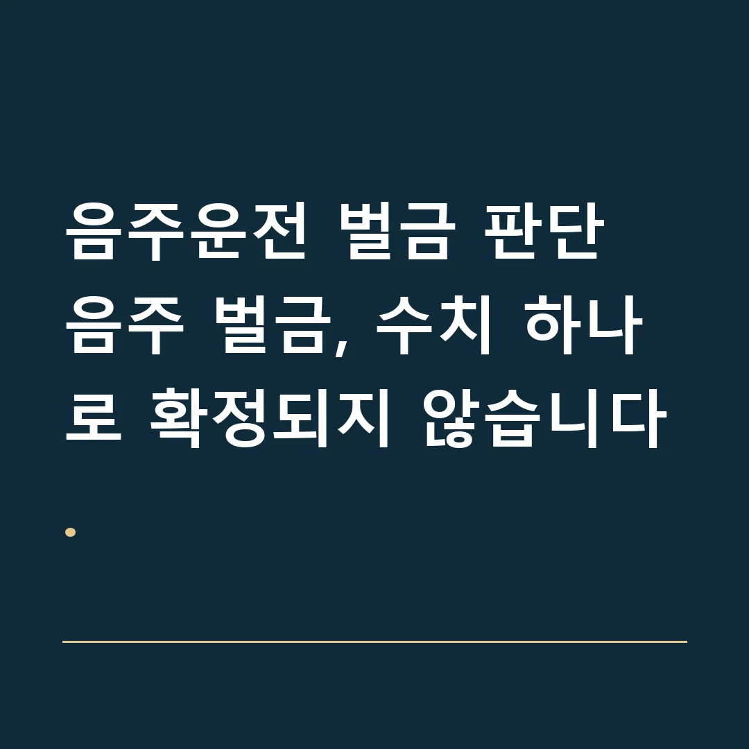 음주운전 벌금 판단 · 음주 벌금, 수치 하나로 확정되지 않습니다.