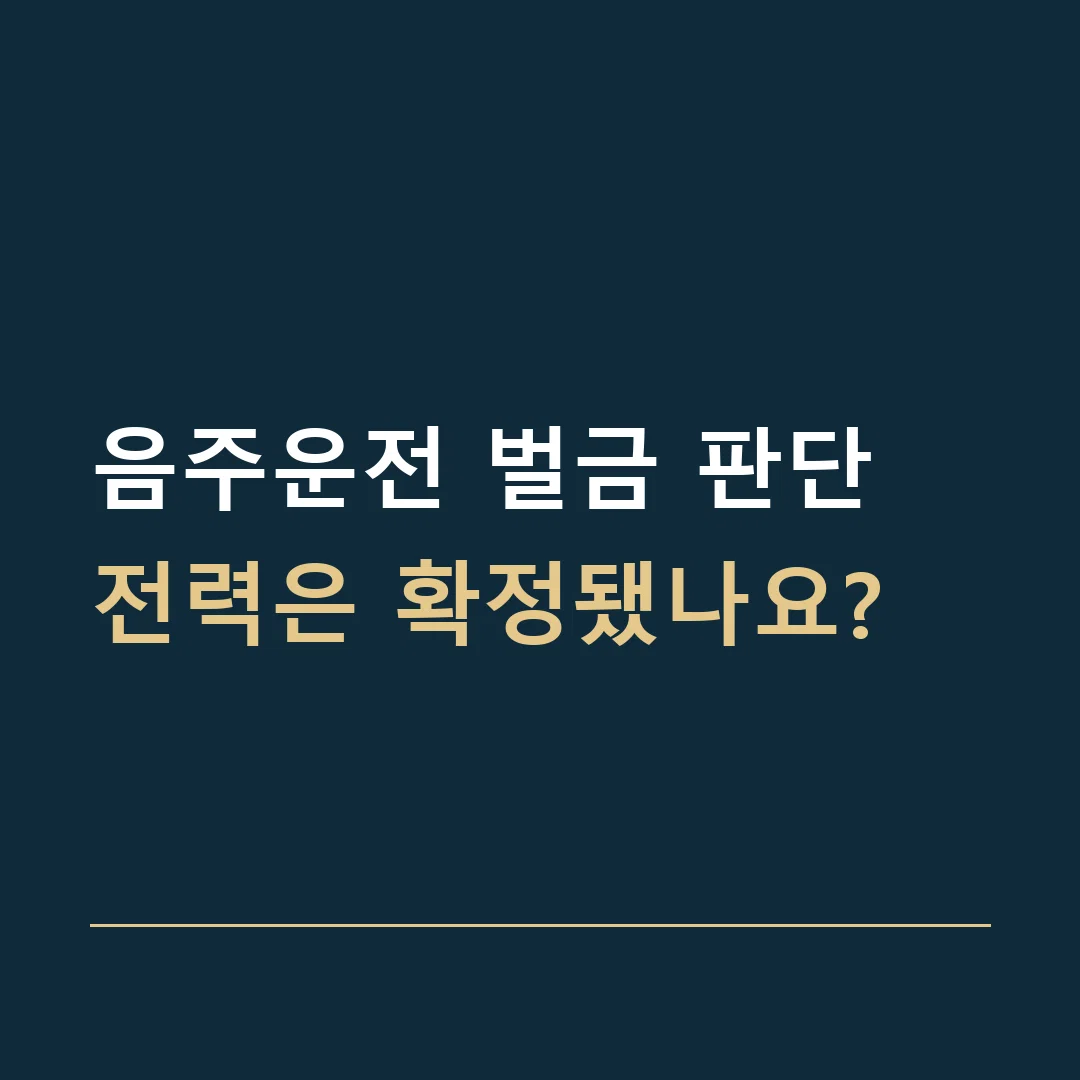 음주운전 벌금 판단 · 전력은 확정됐나요?