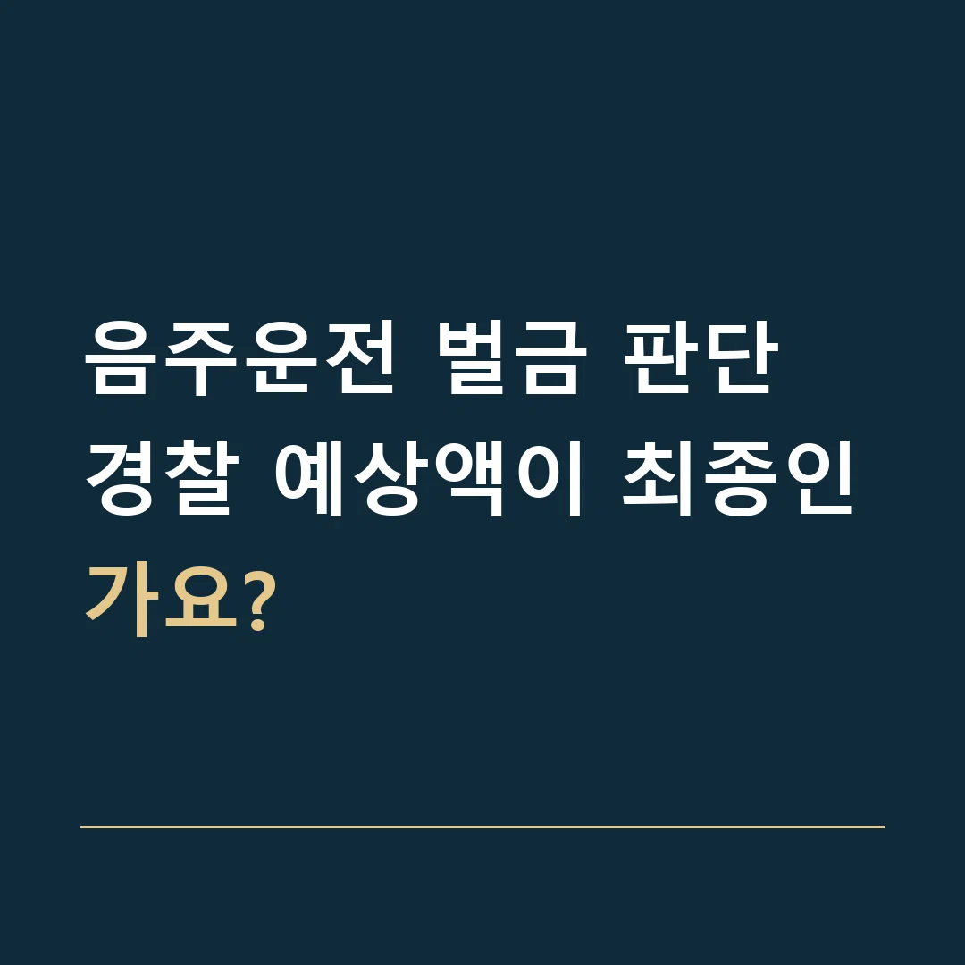 음주운전 벌금 판단 · 경찰 예상액이 최종인가요?