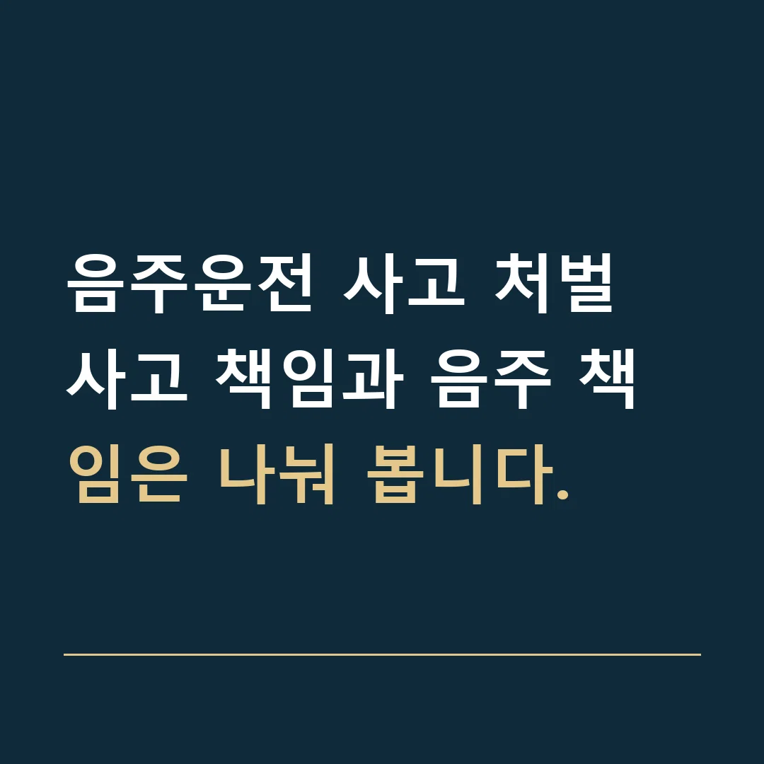 음주운전 사고 처벌 · 사고 책임과 음주 책임은 나눠 봅니다.