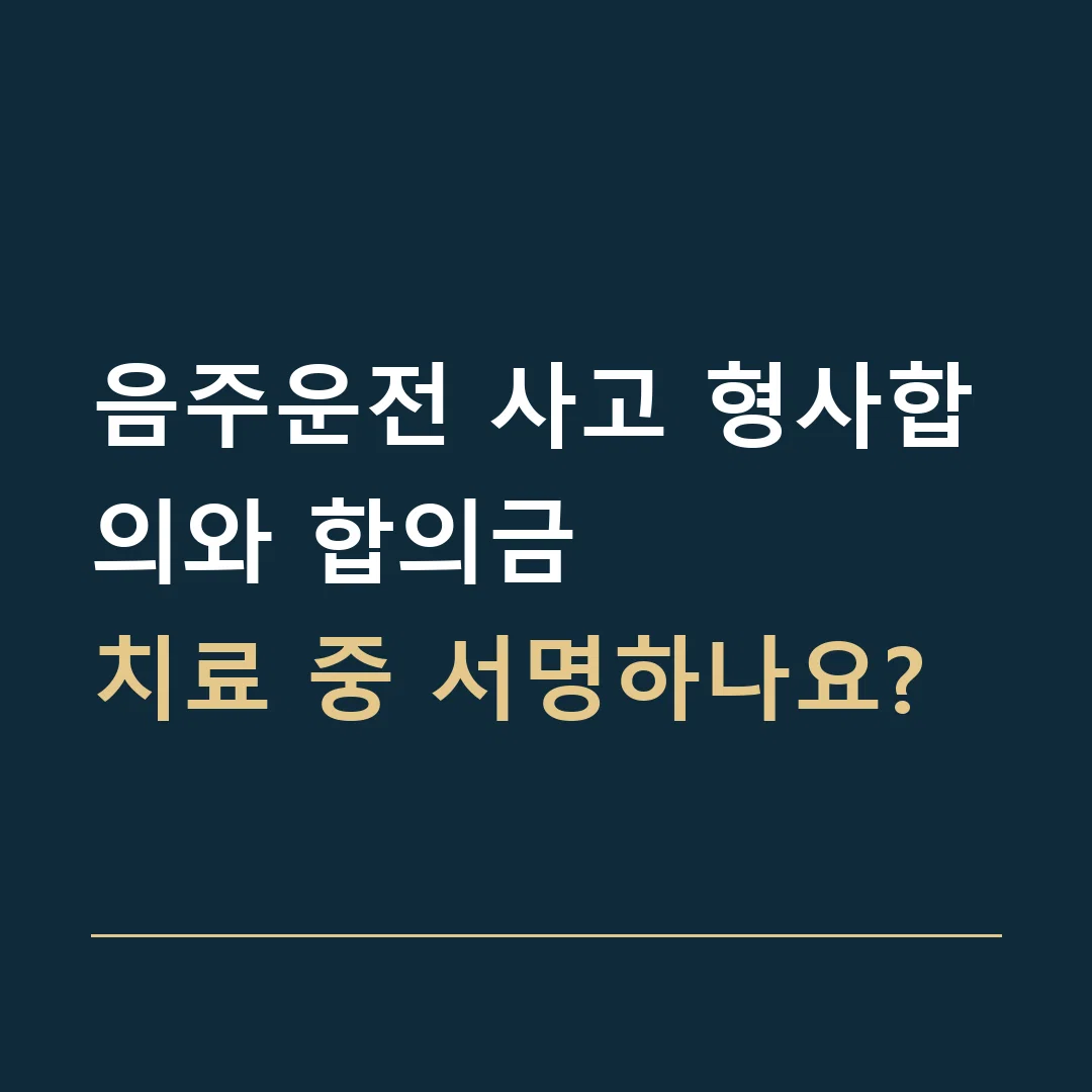음주운전 사고 형사합의와 합의금 · 치료 중 서명하나요?