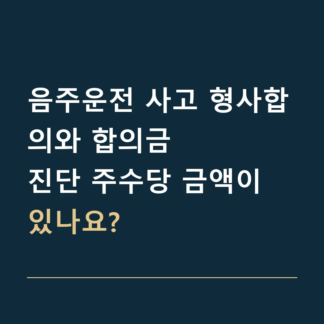 음주운전 사고 형사합의와 합의금 · 진단 주수당 금액이 있나요?
