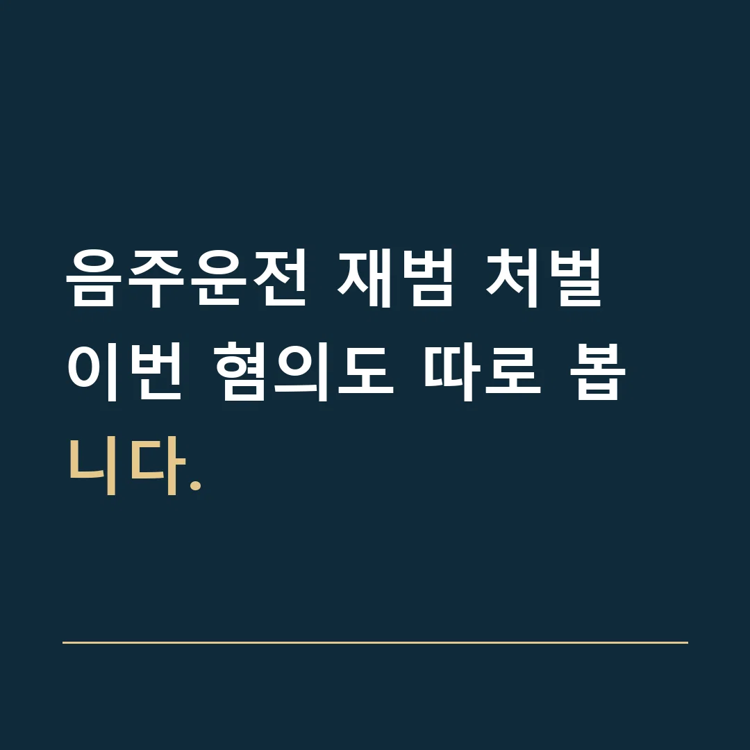 음주운전 재범 처벌 · 이번 혐의도 따로 봅니다.