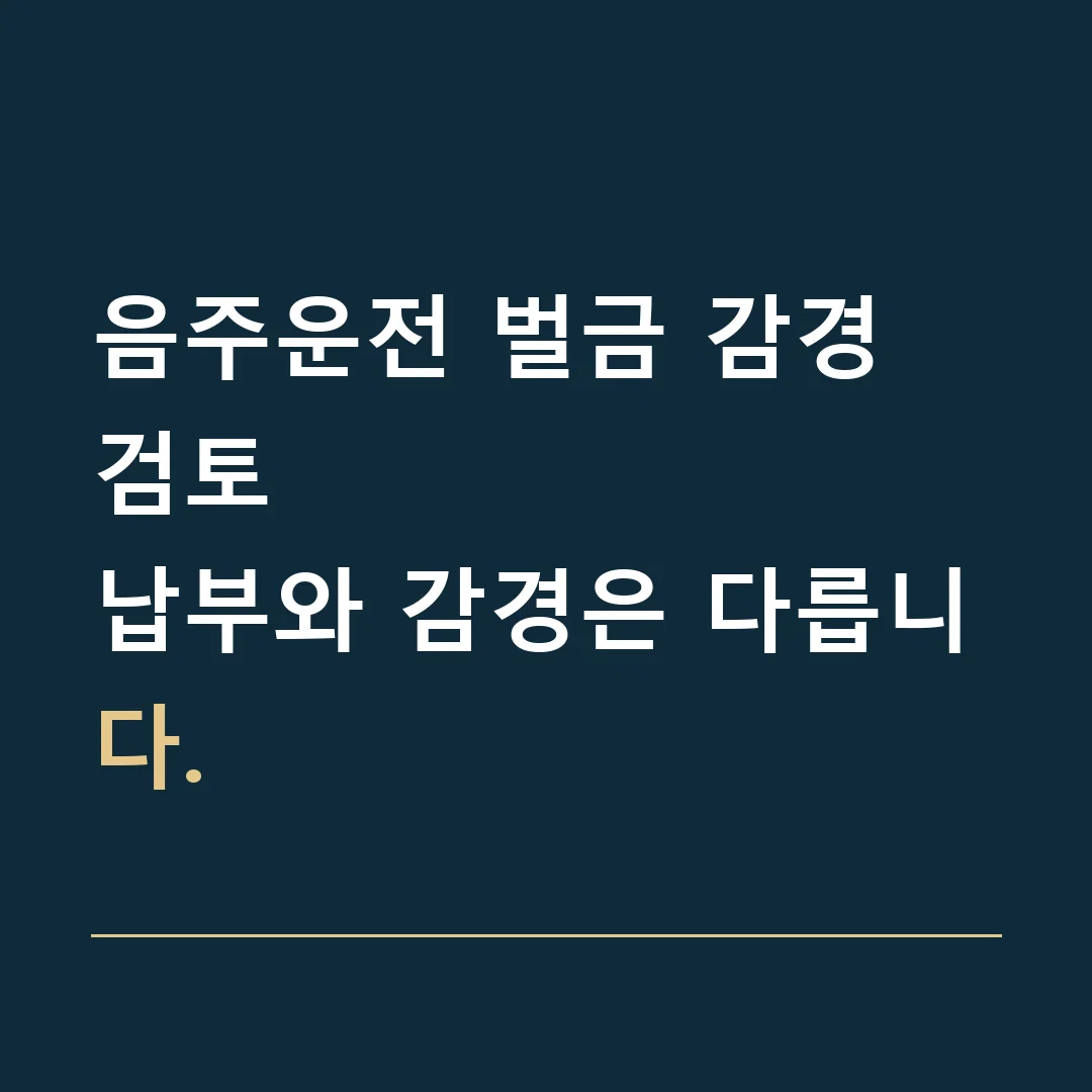 음주운전 벌금 감경 검토 · 납부와 감경은 다릅니다.