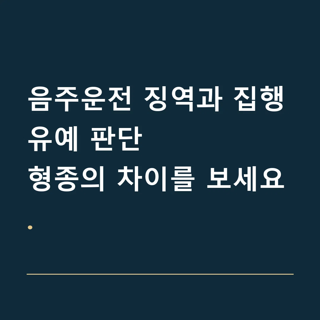 음주운전 징역과 집행유예 판단 · 형종의 차이를 보세요.