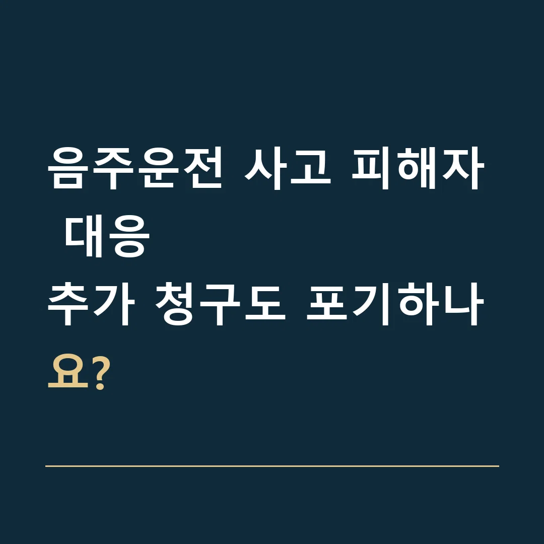 음주운전 사고 피해자 대응 · 추가 청구도 포기하나요?