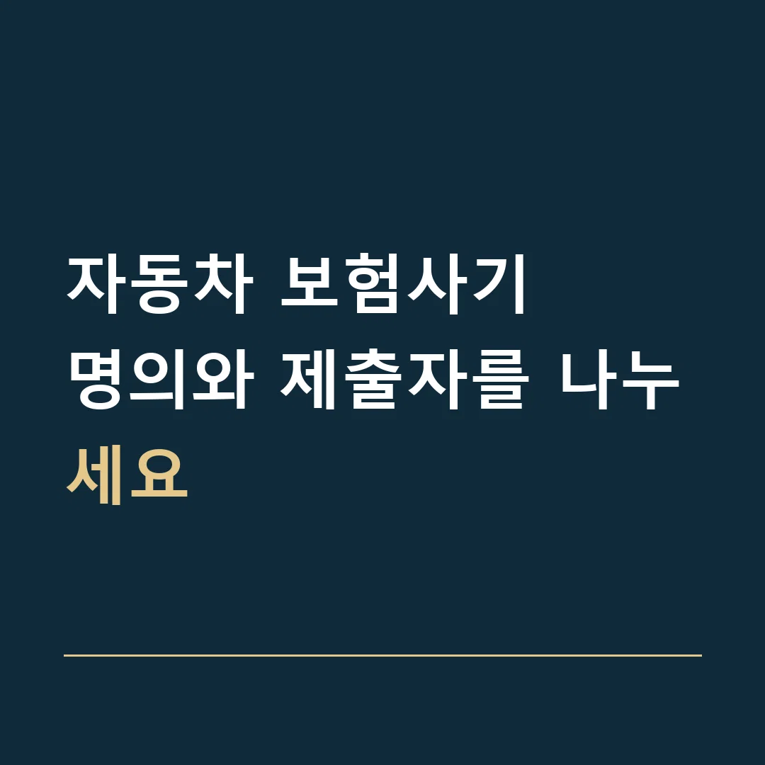 자동차 보험사기 · 명의와 제출자를 나누세요