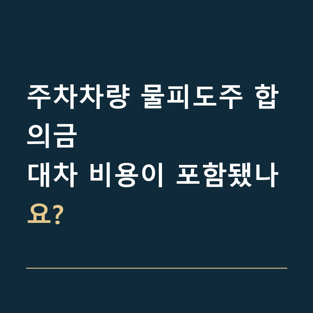주차차량 물피도주 합의금 · 대차 비용이 포함됐나요?