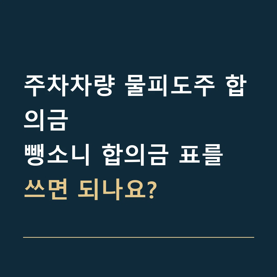 주차차량 물피도주 합의금 · 뺑소니 합의금 표를 쓰면 되나요?