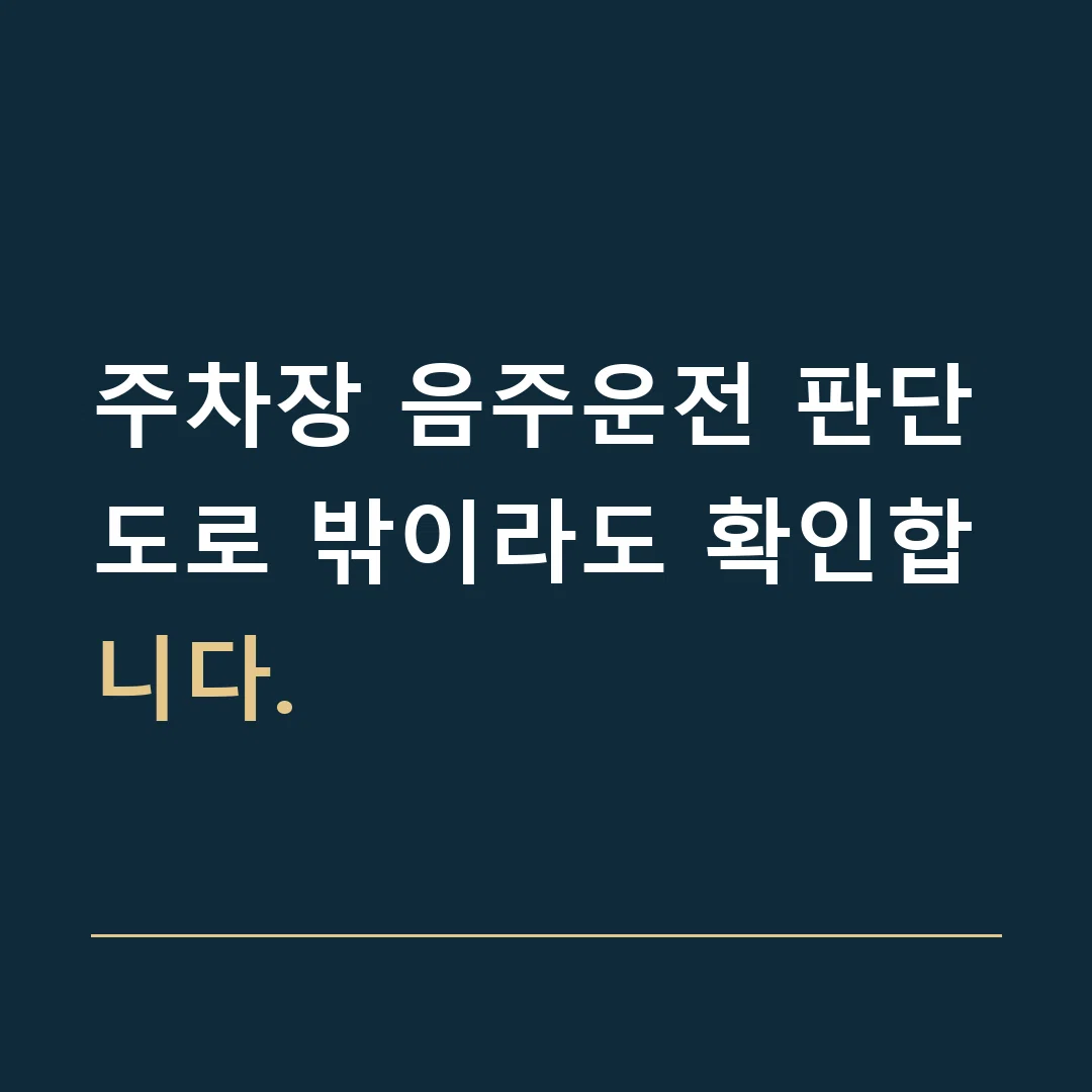 주차장 음주운전 판단 · 도로 밖이라도 확인합니다.
