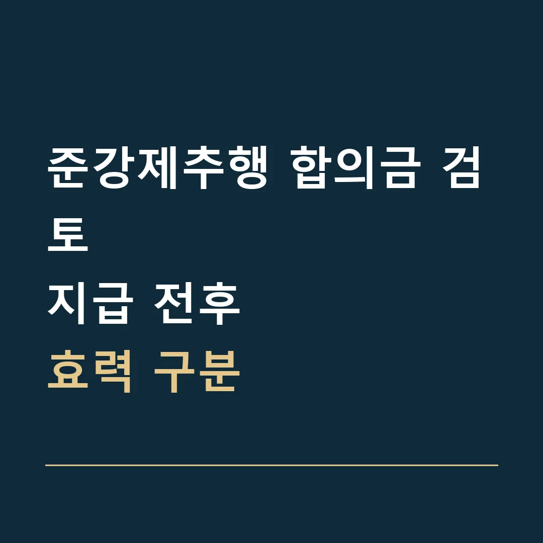 준강제추행 합의금 검토 · 지급 전후
효력 구분