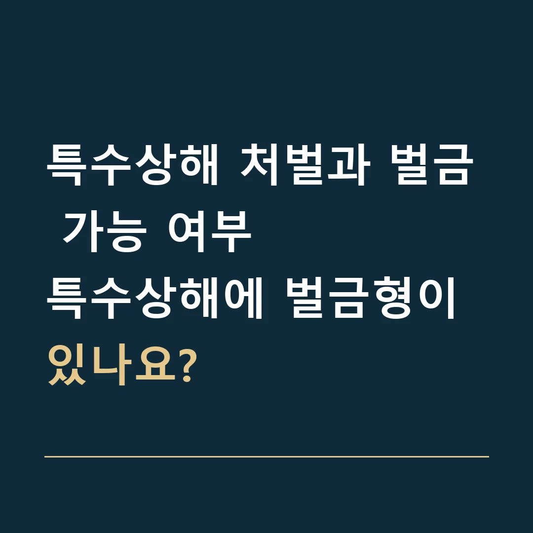 특수상해 처벌과 벌금 가능 여부 · 특수상해에 벌금형이 있나요?