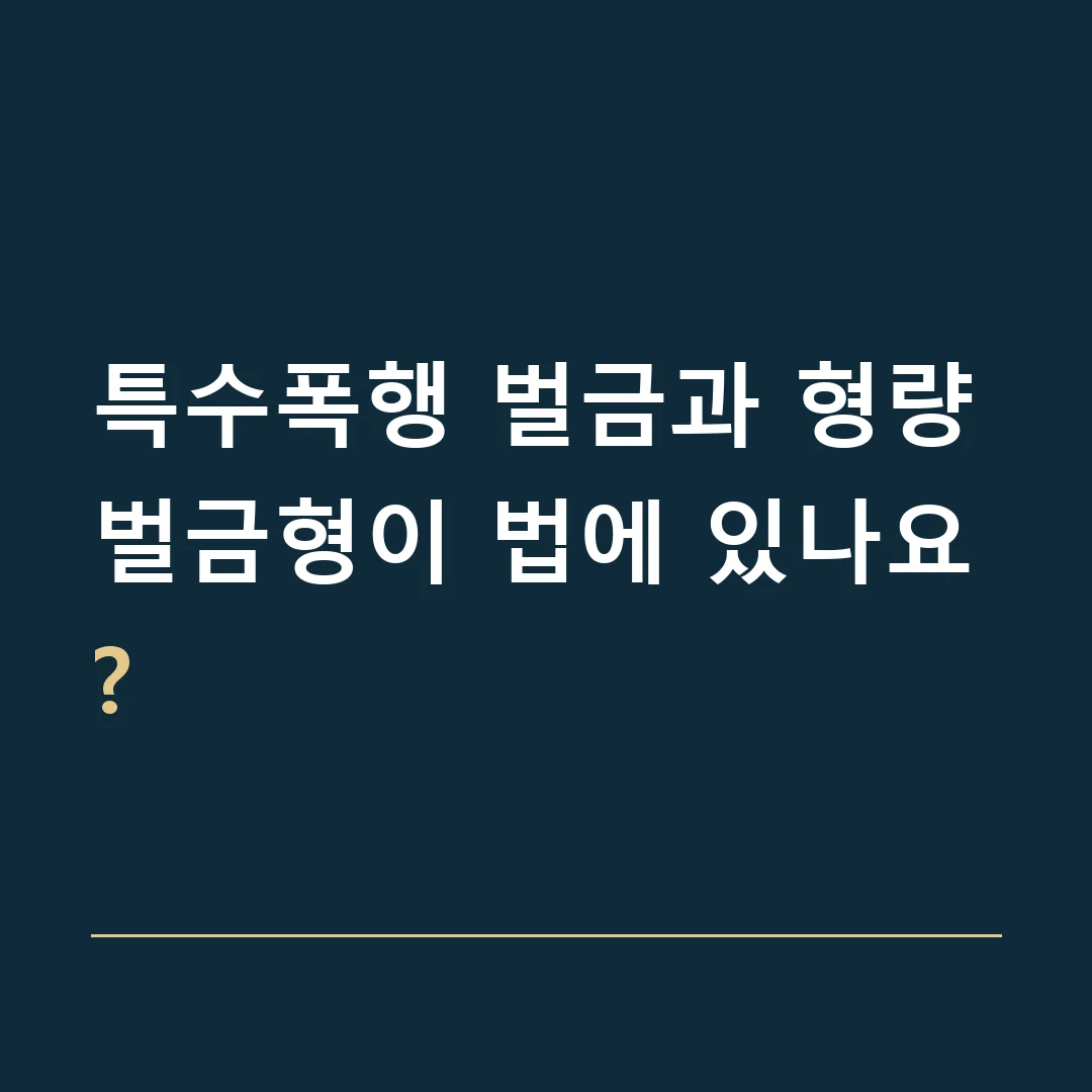 특수폭행 벌금과 형량 · 벌금형이 법에 있나요?