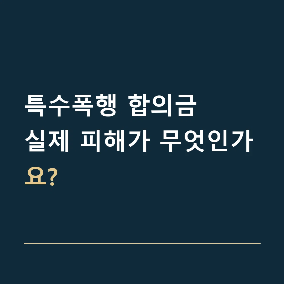 특수폭행 합의금 · 실제 피해가 무엇인가요?