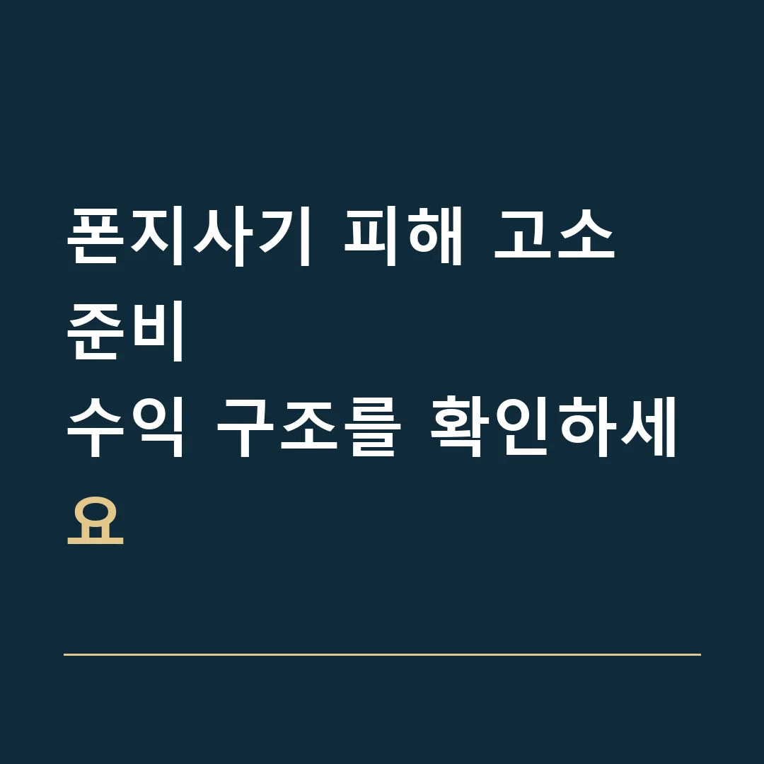 폰지사기 피해 고소 준비 · 수익 구조를 확인하세요