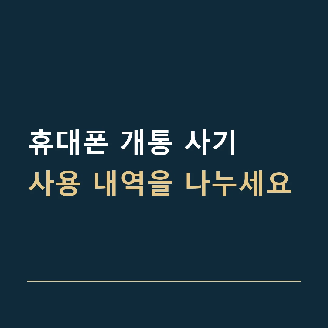 휴대폰 개통 사기 · 사용 내역을 나누세요