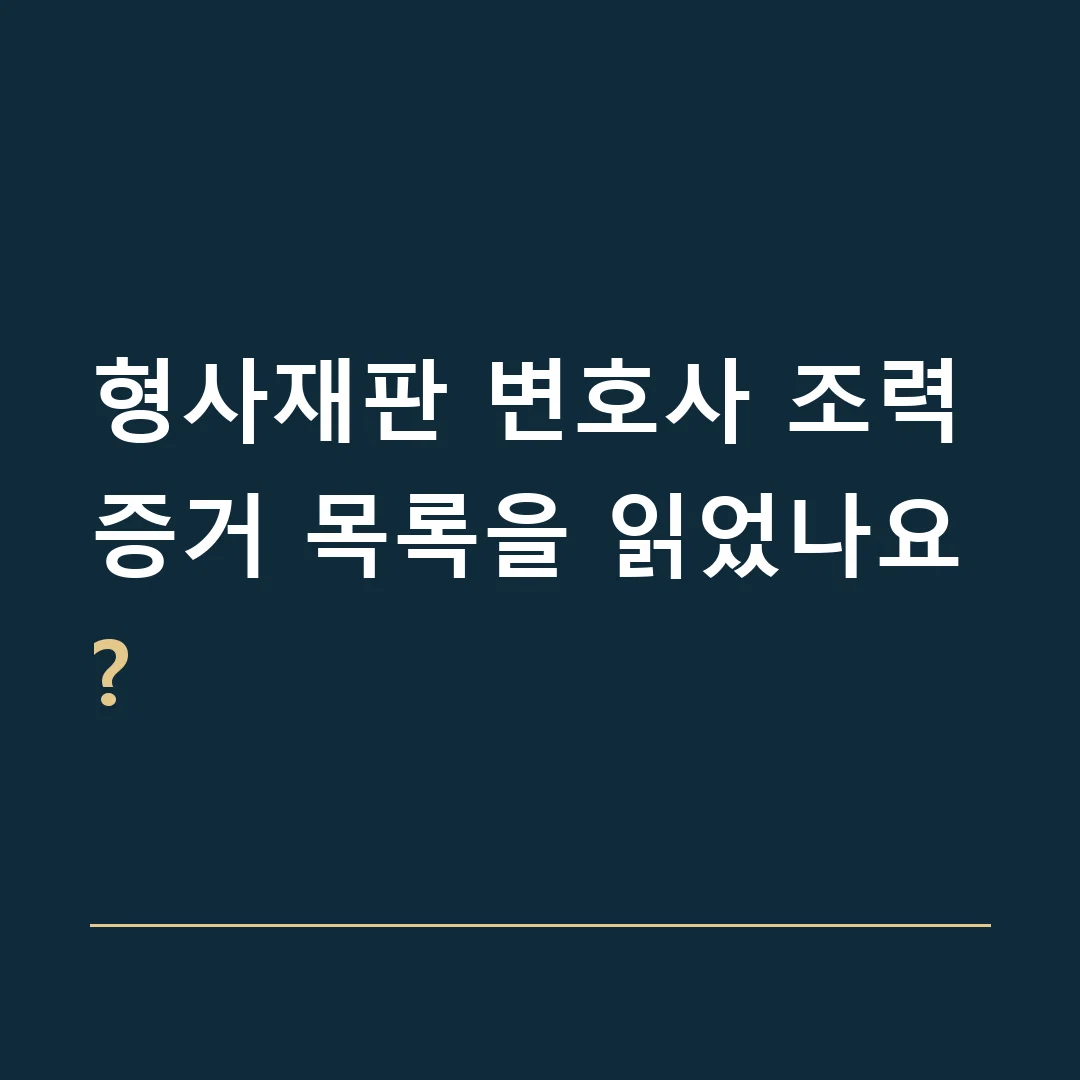 형사재판 변호사 조력 · 증거 목록을 읽었나요?