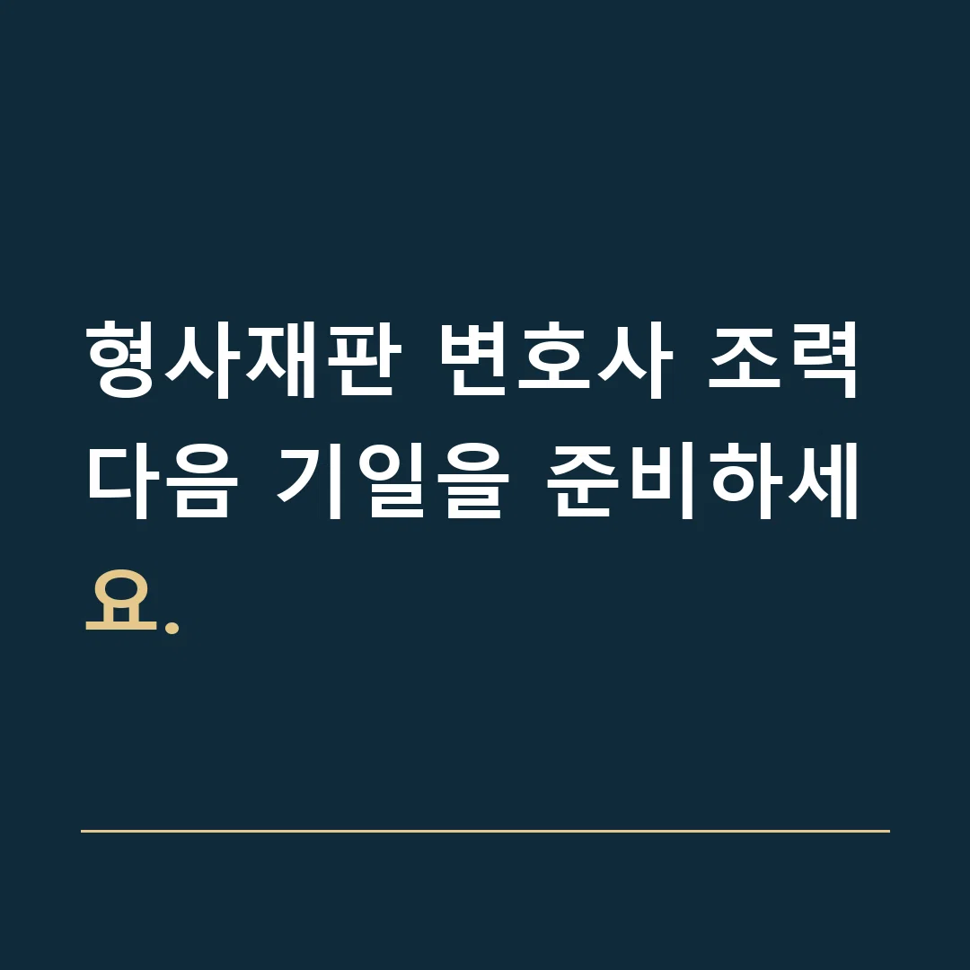 형사재판 변호사 조력 · 다음 기일을 준비하세요.