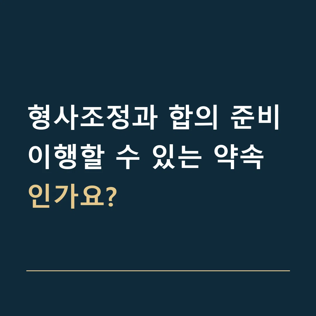 형사조정과 합의 준비 · 이행할 수 있는 약속인가요?