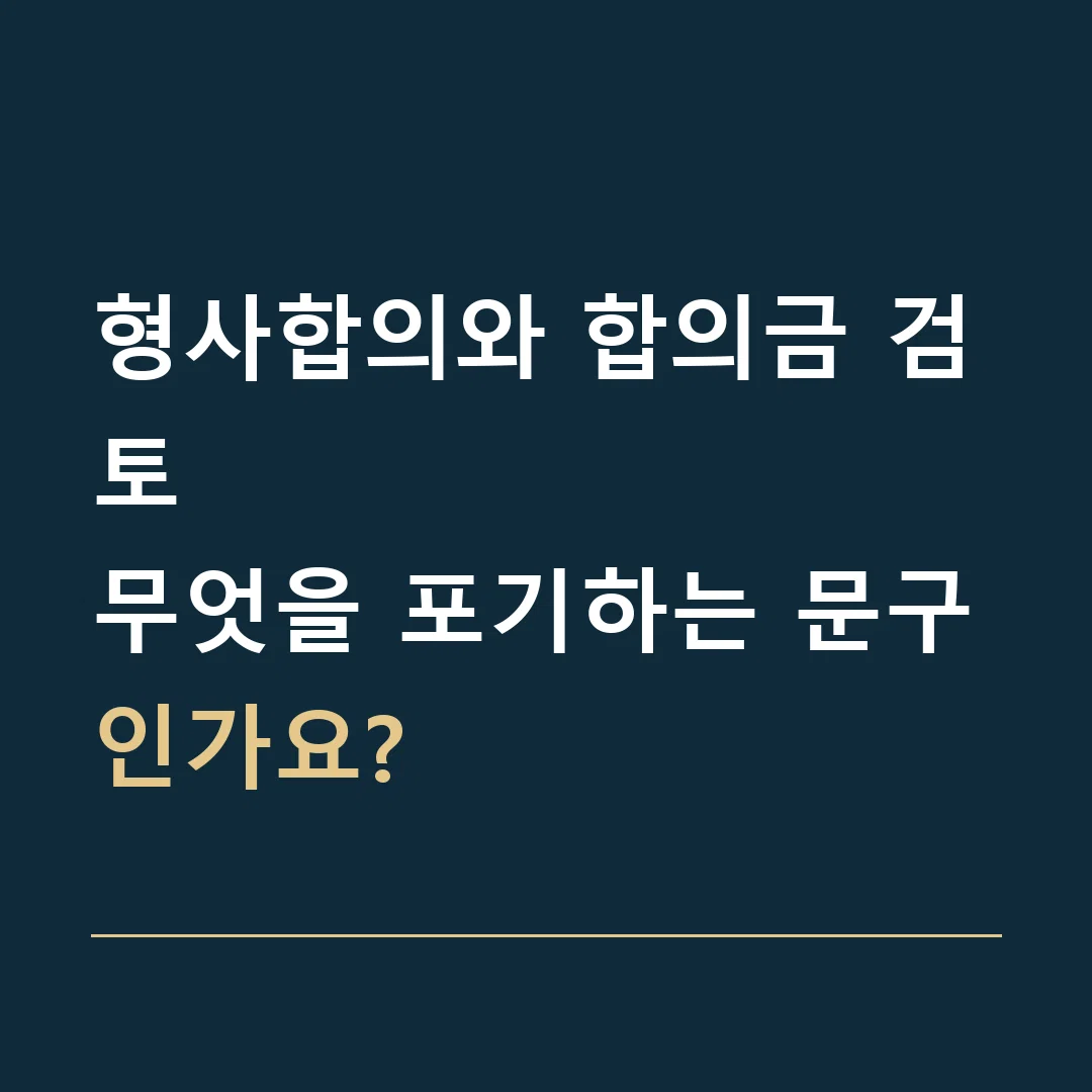 형사합의와 합의금 검토 · 무엇을 포기하는 문구인가요?