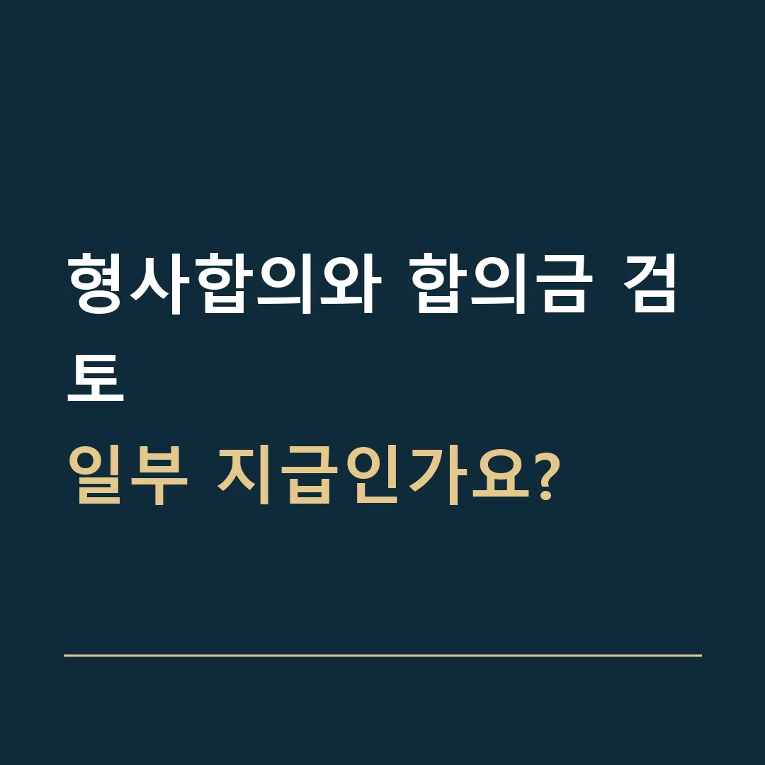 형사합의와 합의금 검토 · 일부 지급인가요?