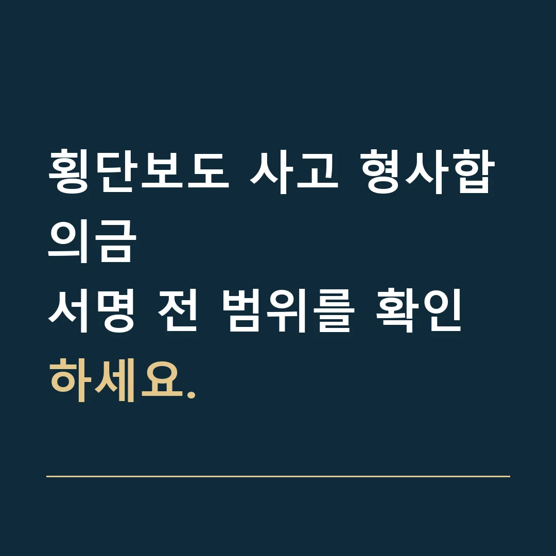 횡단보도 사고 형사합의금 · 서명 전 범위를 확인하세요.