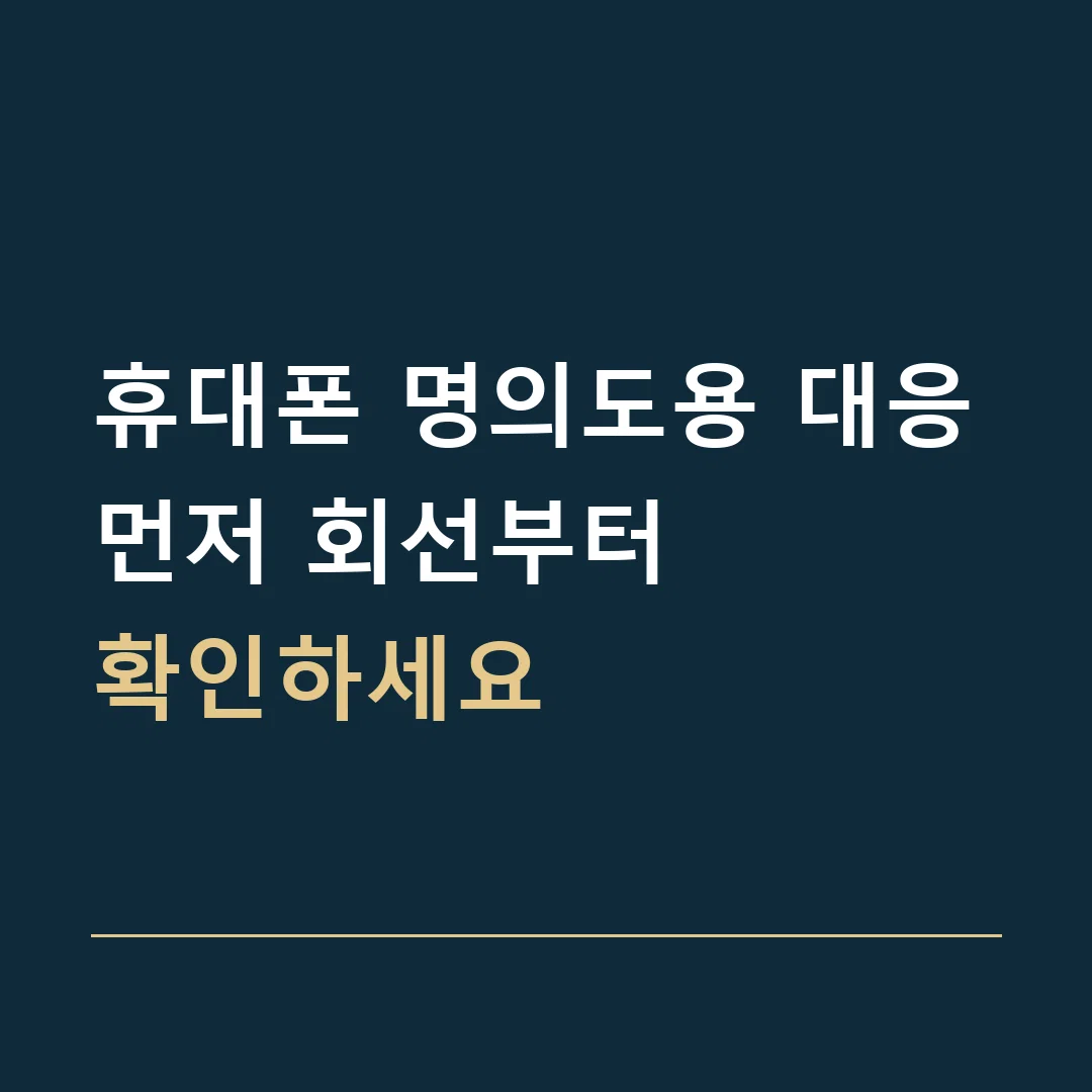휴대폰 명의도용 대응 · 먼저 회선부터
확인하세요